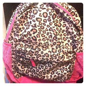 Pink leopard backpack